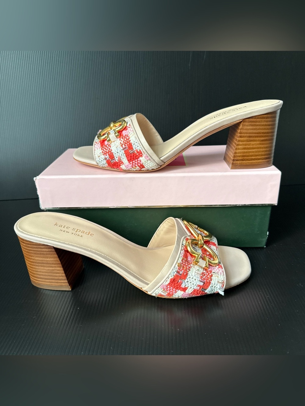 NIB Kate Spade Pink Elouise Tamarillo Block Slip On Heels Women’s Size 9.5